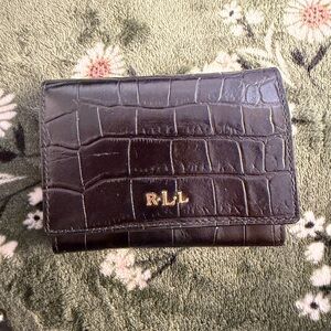Ralph Lauren Dark Brown Croc-Embossed Wallet